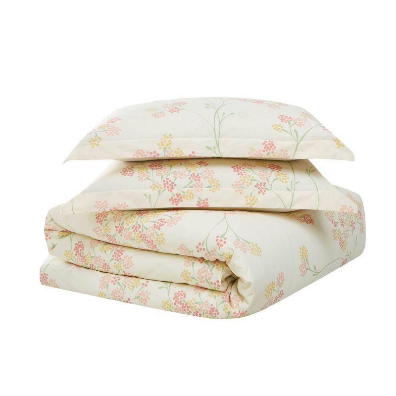 Ivory Cotton Floral Reversible Full Comforter Set