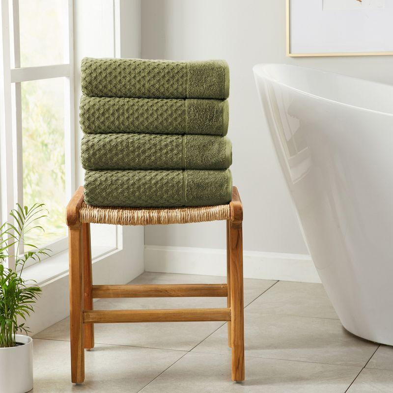 FreshFolds 100% Cotton Lattice Texture Bath Towels (Set of 4)