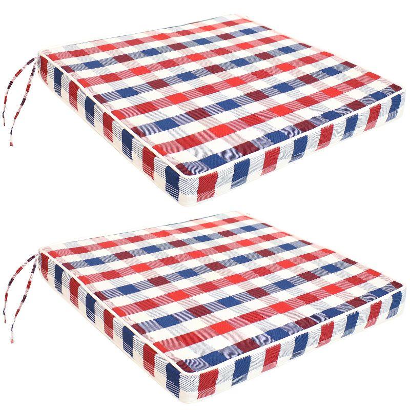 Americano Plaid 17" Square Indoor/Outdoor Polyester Seat Cushions, 2-Pack