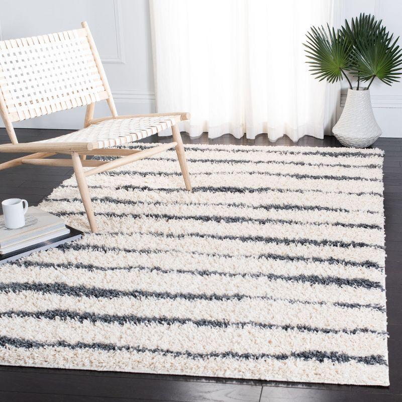 Venus Shag VNS603 Power Loomed Indoor Area Rug - Ivory/Dark Grey - 8'x10' - Safavieh