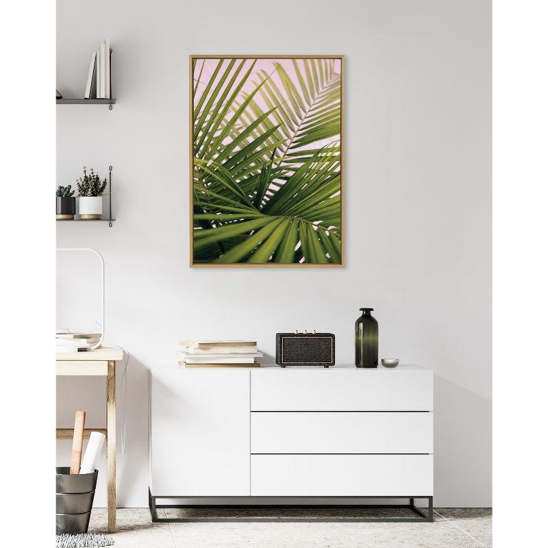 Kate & Laurel All Things Decor Sylvie Her Majesty 2 Framed Canvas Wall Art by Alicia Bock Natural Beach Palm Frond Tree Wall Art