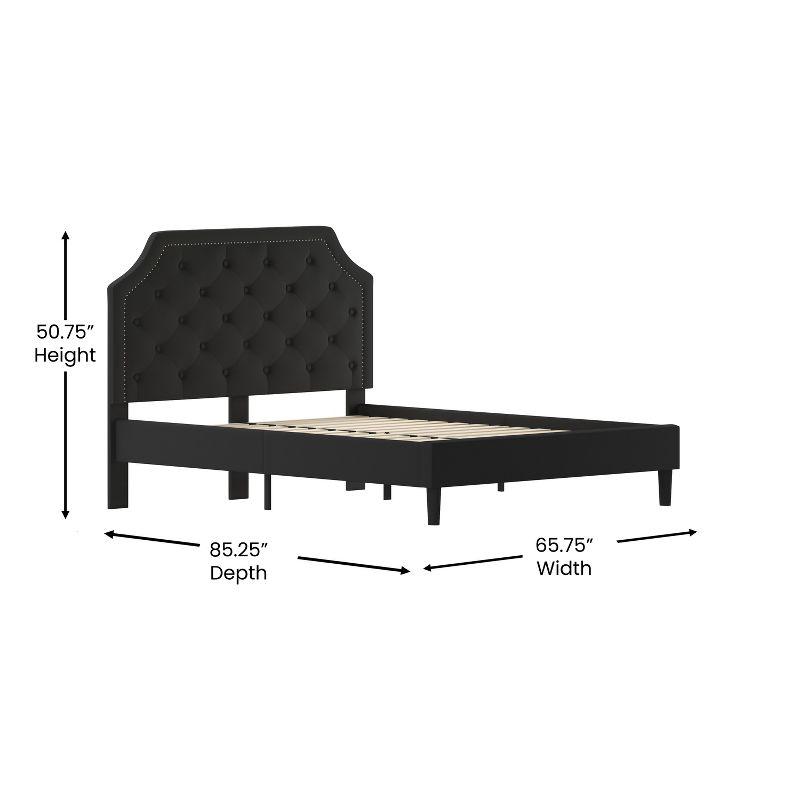 Merrick Lane Platform Bed with Slatted Support Contemporary Tufted Upholstery with Accent Nail Trim