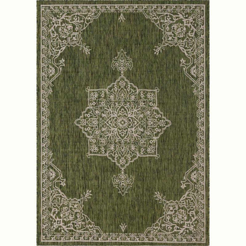 Unique Loom 7' 1 x 10' 0 Rectangle Indoor/Outdoor Traditional Green Area Rug
