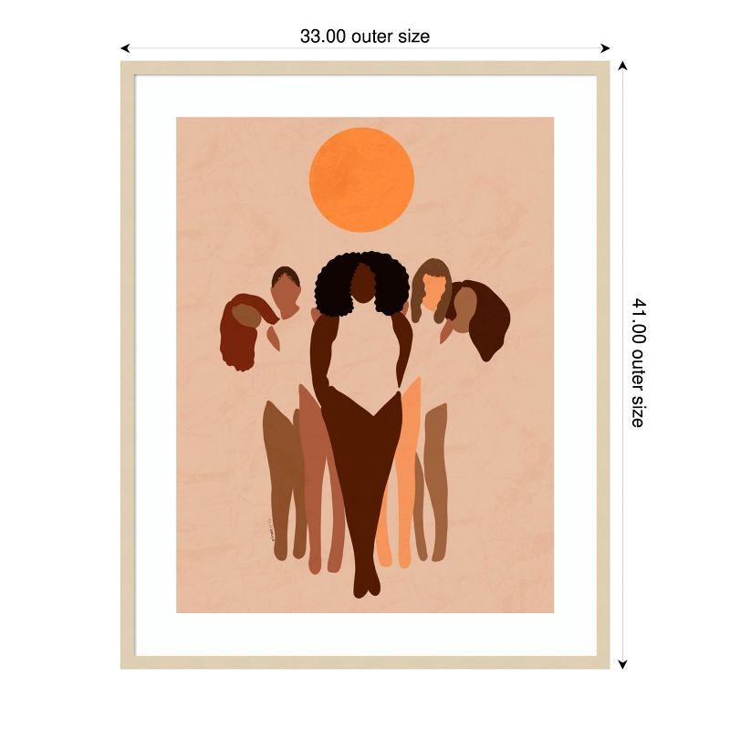 Abstract Women Under Sun Natural Wood Framed Print