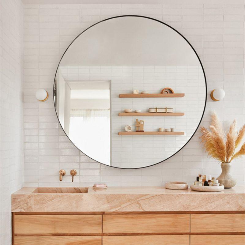 TEHOME Yolanta 30 in. W x 30 in. H Circular Round Stainless Steel Framed Wall Mounted Bathroom Vanity Mirror in Brushed Nickel