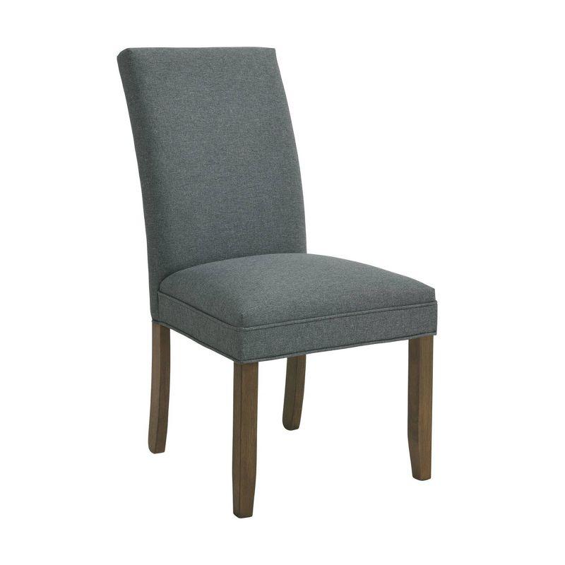 Gray Linen Upholstered Parsons Side Chair with Wood Legs