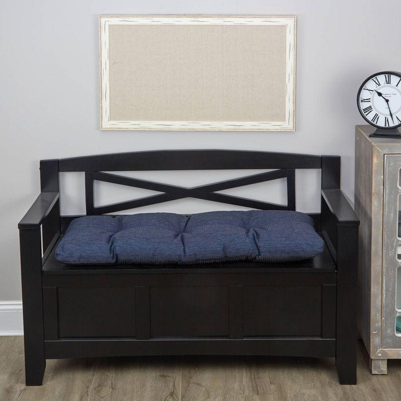 Gripper 35" Tufted Omega Universal Bench Cushion Indigo: Solid Rectangle Indoor Seat Cushion, Polyester Woven Material