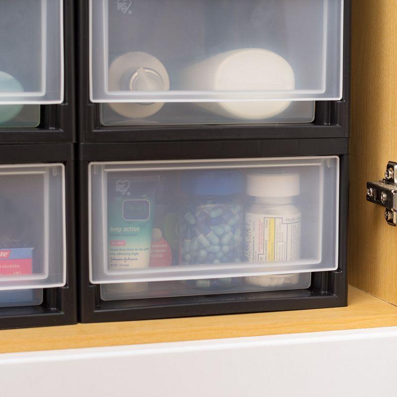 IRIS USA 6 Qt. Stackable Storage Drawer,8 Pack, Plastic Drawer Organizer with Clear Doors for Pantry, Black