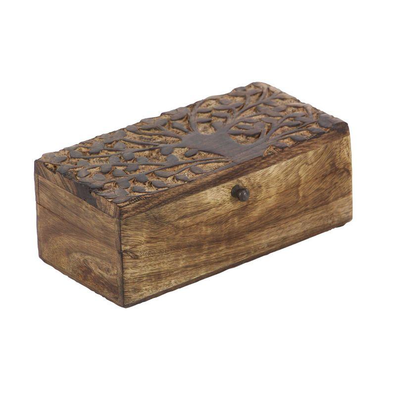 Olivia & May Set of 3 Rustic Carved Mango Wood Boxes : Handmade Keepsake Storage