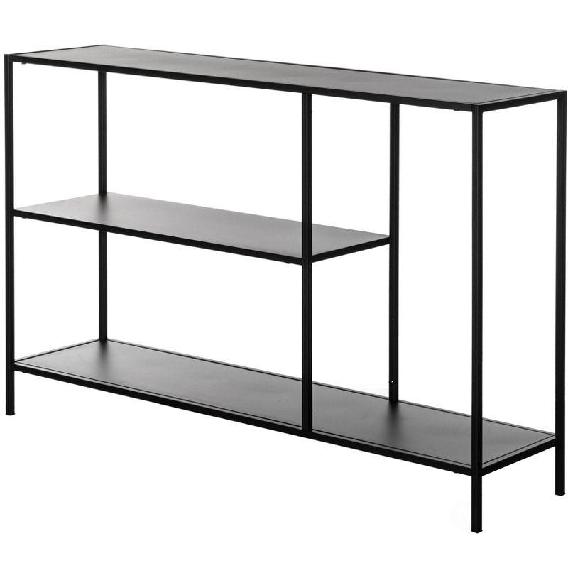 Fabulaxe Modern Display Metal Console Table with Open Shelfs, for Dining, Entryway and Hallway, Black