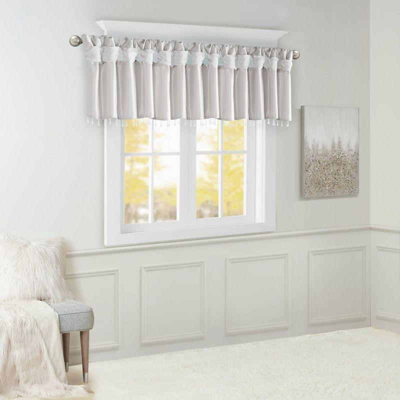 Madison Park Emilia Lightweight Faux Silk Single Valance with Beads