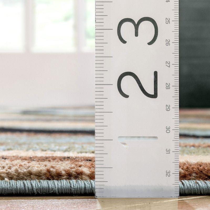 Well Woven Hudson Waves Geometric Modern Casual Abstract Contemporary Natural Lines Soft 5'3" Round Multi Blue Area Rug