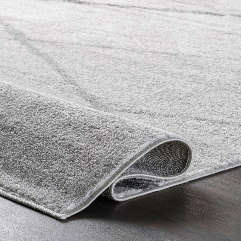Nuloom 5 Round Thigpen Contemporary Indoor Area Rug, Grey, Abstract Lines, Non-Slip Backing, Stain Resistant, Bedroom Living Room, Kitchen