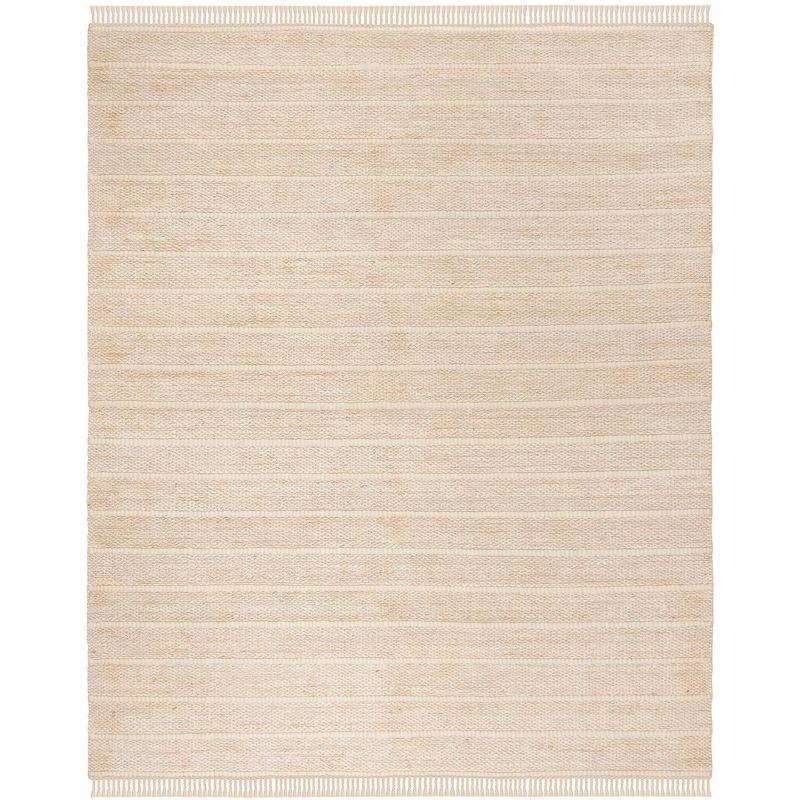 Ivory Stripe Hand-Woven Wool Blend 8' x 10' Area Rug