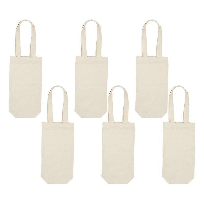 Blue Panda Canvas Wine Carrying Bags with Handles, Burlap Wine Bottle Gift Totes For Father's Day, Birthday Parties, Graduation, Bridal Shower, 6 Pack