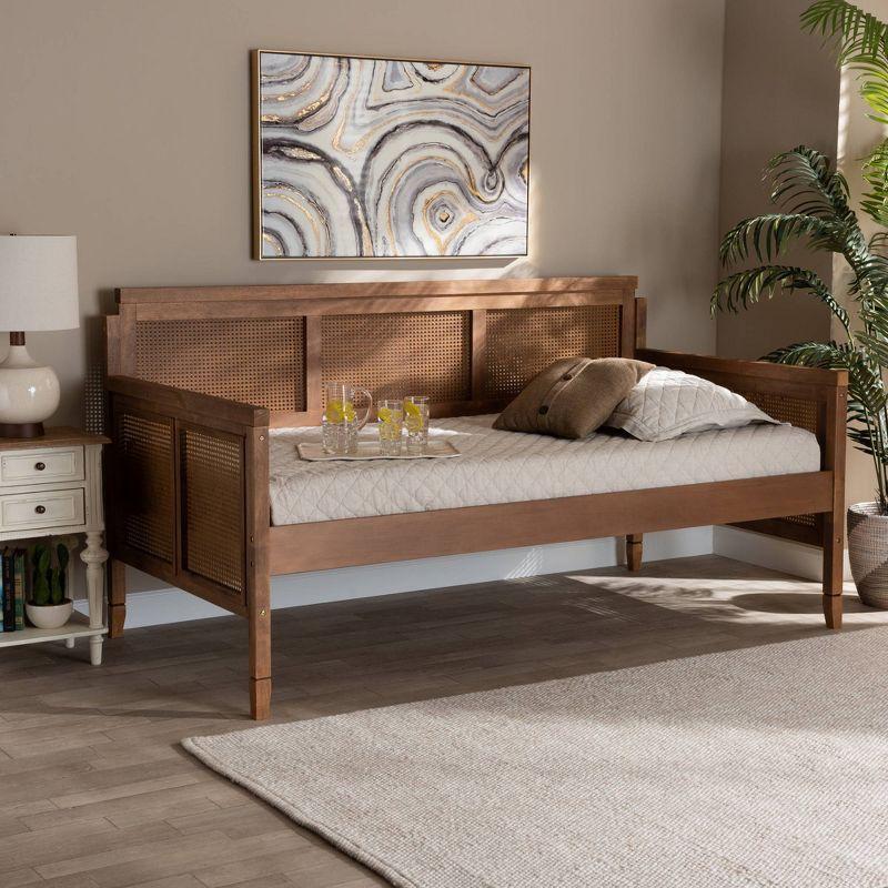 Walnut Brown Twin Upholstered Daybed with Trundle