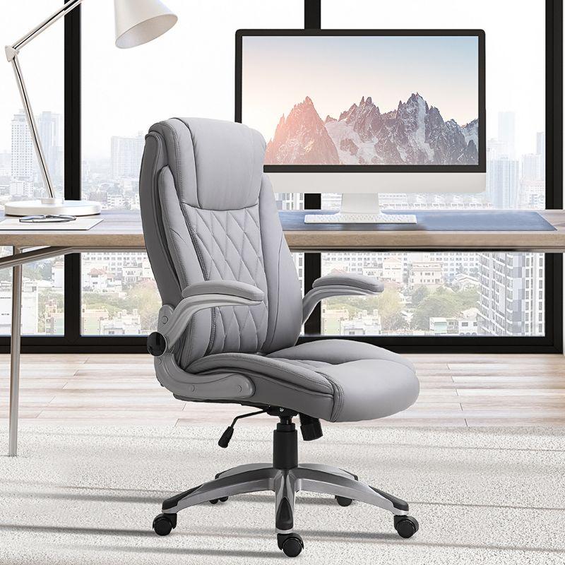 Gray Luxe Ergonomic High-Back Swivel Office Chair with Adjustable Arms