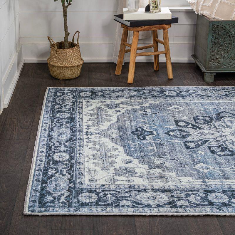 Asa Ornate Medallion Washable Area Rug - JONATHAN Y