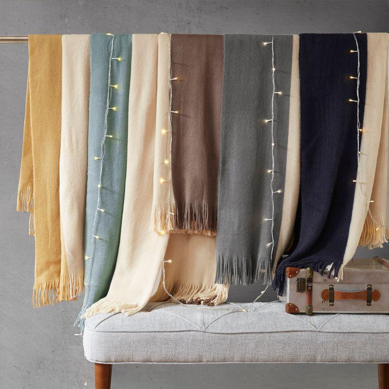 60"x50" Color Block Faux Cashmere Throw Blanket Yellow: Ink+Ivy, Luxury & Glam Style, Acrylic, Machine Washable