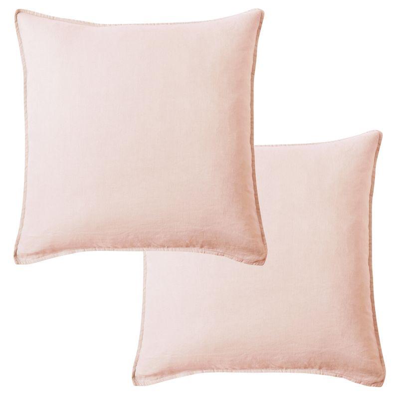 Blush Linen 20x20 Box Throw Pillow Covers, Set of 2