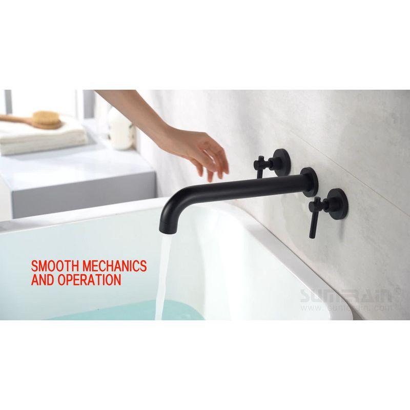 Sumerain Wall Mount Tub Faucet Brushed Gold Bathtub Faucet 3 Hole Tub Filler with Rough in Valve