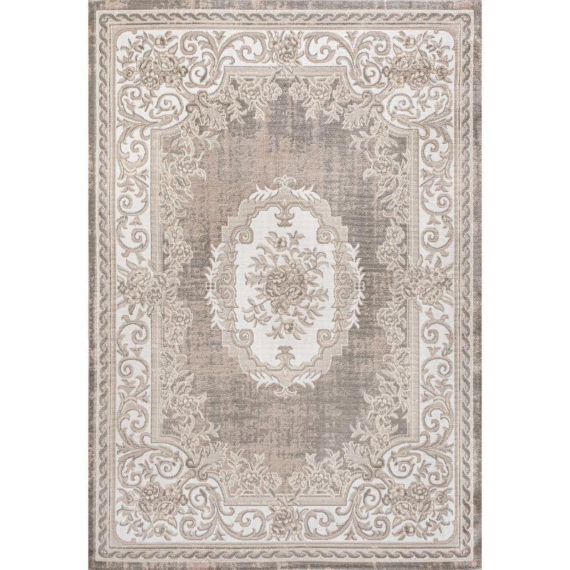 JONATHAN Y Rosalia Cottage Medallion Gray/Ivory 5 ft. x 8 ft. Area Rug
