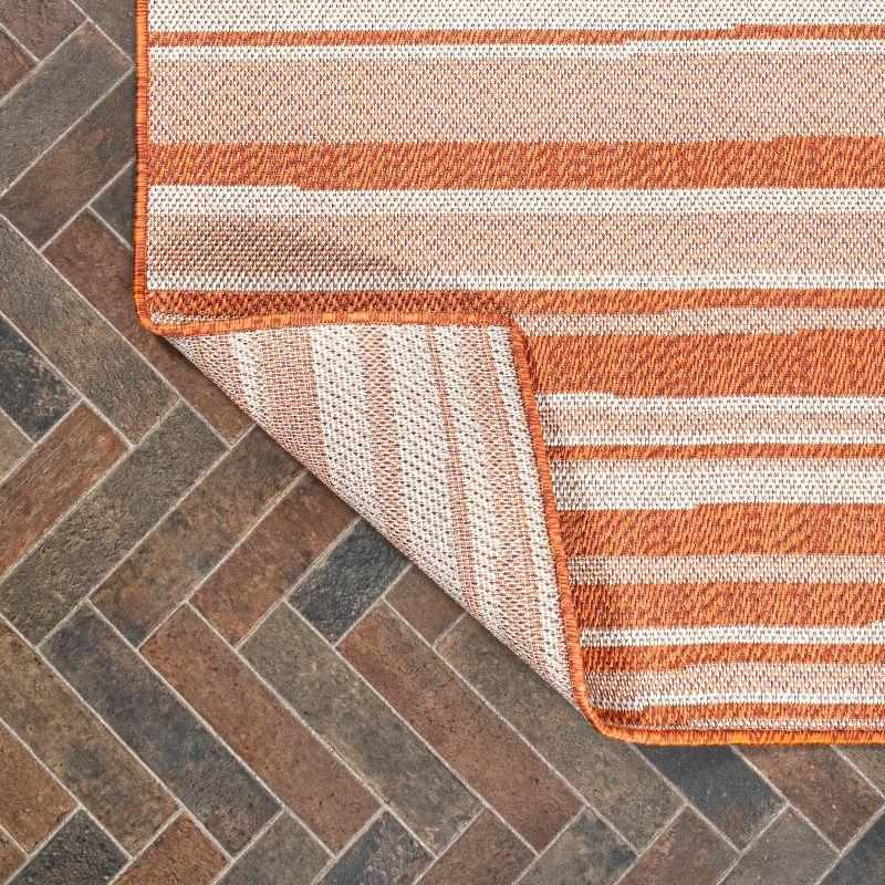 2' x 8' Castara Wavy Stripe Modern Indoor/Outdoor Runner Rug, Orange/Cream - JONATHAN Y