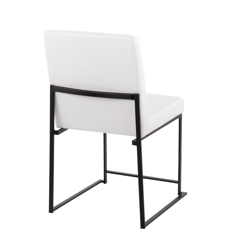 Set of 2 High Back Fuji Dining Chairs Leather/Steel Black/White - LumiSource