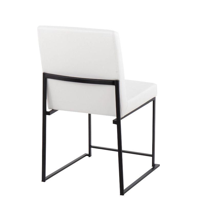 Fuji High Back Contemporary White Faux Leather Side Chair with Black Steel Frame