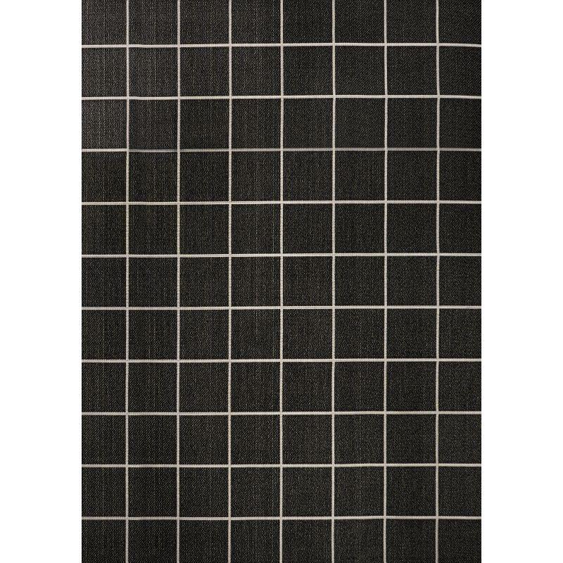 5' x 8' Grid Modern Squares Indoor/Outdoor Area Rug, Black/Cream - JONATHAN Y
