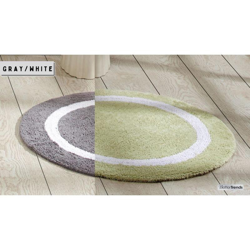 24"x40" Hotel Collection Bath Rug White/Gray - Better Trends: Cotton, Tufted, Machine Washable