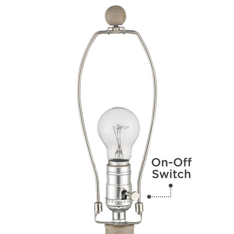 Barnes and Ivy Rustic Farmhouse Table Lamp 27 1/4" Tall Natural Beige Hammered Metal White Linen Fabric Drum Shade for Living Room