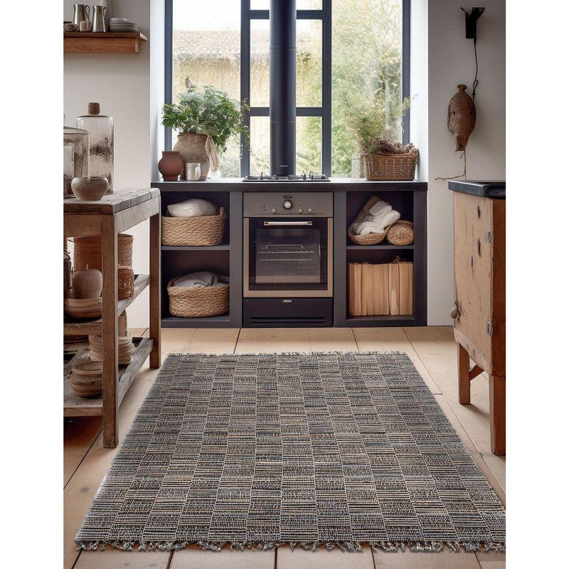 Handwoven Denim Blue & Gray Braided Jute Rug, 2x3 ft