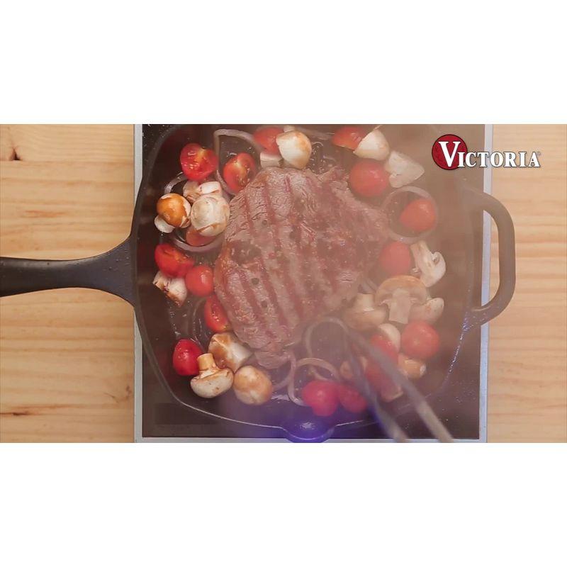 Victoria Preseasoned Cast Iron 10.5" Griddle Pan with a Long Handle