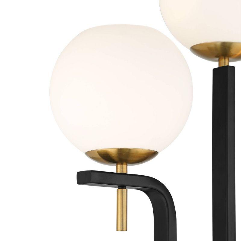 Possini Euro Design Acadia Modern Floor Lamp 71" Tall Black Warm Gold Metal 3 Light Frosted White Glass Globe Shade for Living Room Bedroom Office