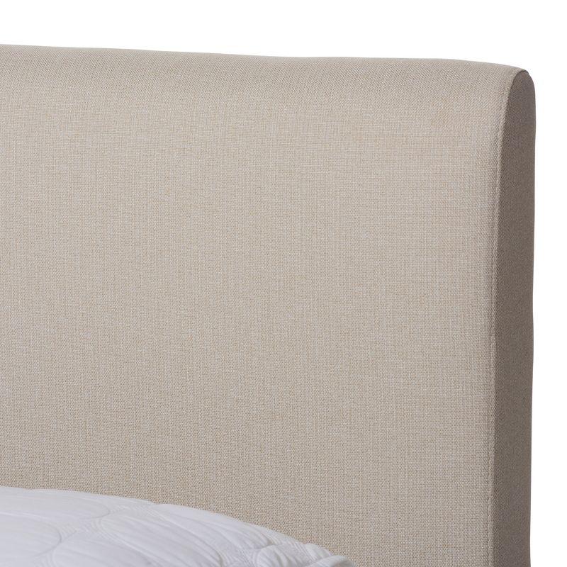 Baxton Studio Full Aveneil Walnut Finished Platform Bed Beige/Walnut Brown: Upholstered Headboard, Wood Composite Frame