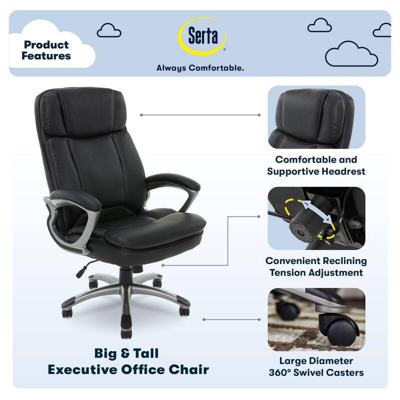 Serta Fairbanks Big and Tall High Back Executive Office and Gaming Chair with Layered Body Pillows