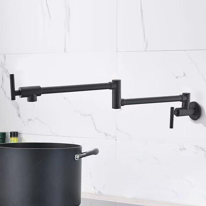 Matte Black Brass Wall-Mounted Pot Filler Faucet with Dual Joint Swing Arm