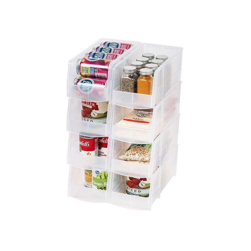 Clear Stackable Plastic Open Front Storage Bins, Large - 8 Pack