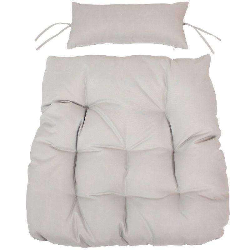 Sunnydaze Outdoor Replacement Headrest and Cushions for Phoebe Hanging Lounge Egg Chair - Gray - 2pc