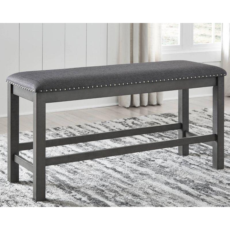 Myshanna Double Upholstered Two-Tone Dining Bench Gray: Nailhead Trim, Rectangle - Signature Design by Ashley