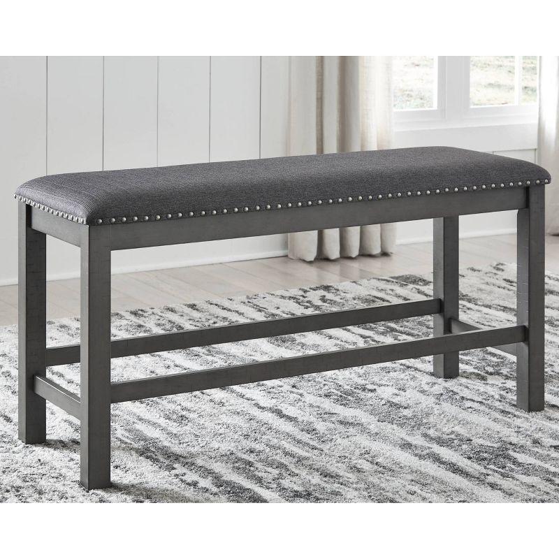 Transitional Gray Cushioned 48'' Dining Bench with Nailhead Trim