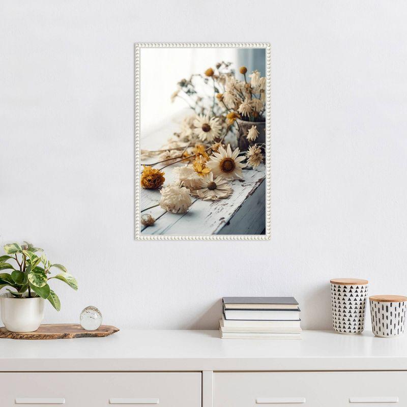 16"x23" Dry Flowers Arrangement by Treechild Framed Canvas Wall Art Print White - Amanti Art: Modern Botanical Lithograph, Polystyrene Frame