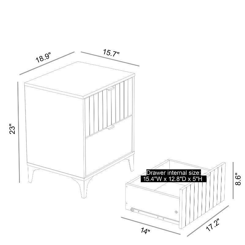 Galano Zaffy 2 Drawer Nightstand (18.9" W x 15.7" D x 23" H) in Dusty Gray Oak, Knotty Oak, Amber Walnut, Dark Gray Oak