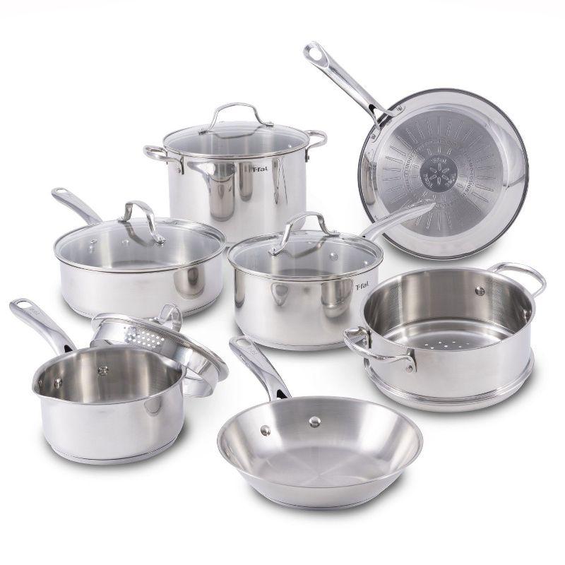 11-Piece Stainless Steel Induction Cookware Set with Glass Lids