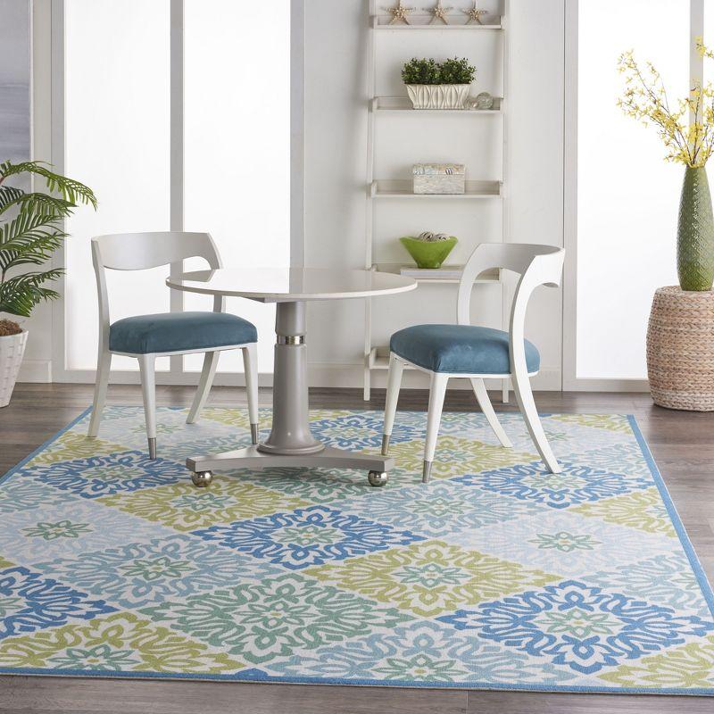 Waverly Sun & Shade "Sweet Things" Blue Indoor/Outdoor Area Rug by Nourison