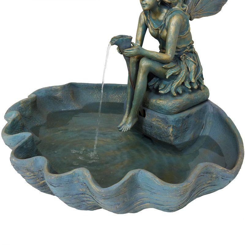 Sunnydaze 30"H Electric Fiberglass Fairy Shell Outdoor Water Fountain