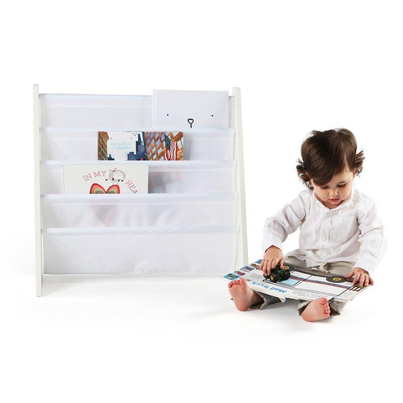 Kids' Book Rack Cambridge Collection White - Humble Crew: Toddler Decorative Bookshelf, 4 Shelves, MDF Material