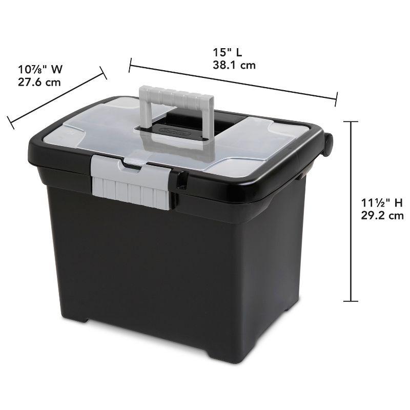 Sterilite Black Plastic Portable File Box with Clear Lid