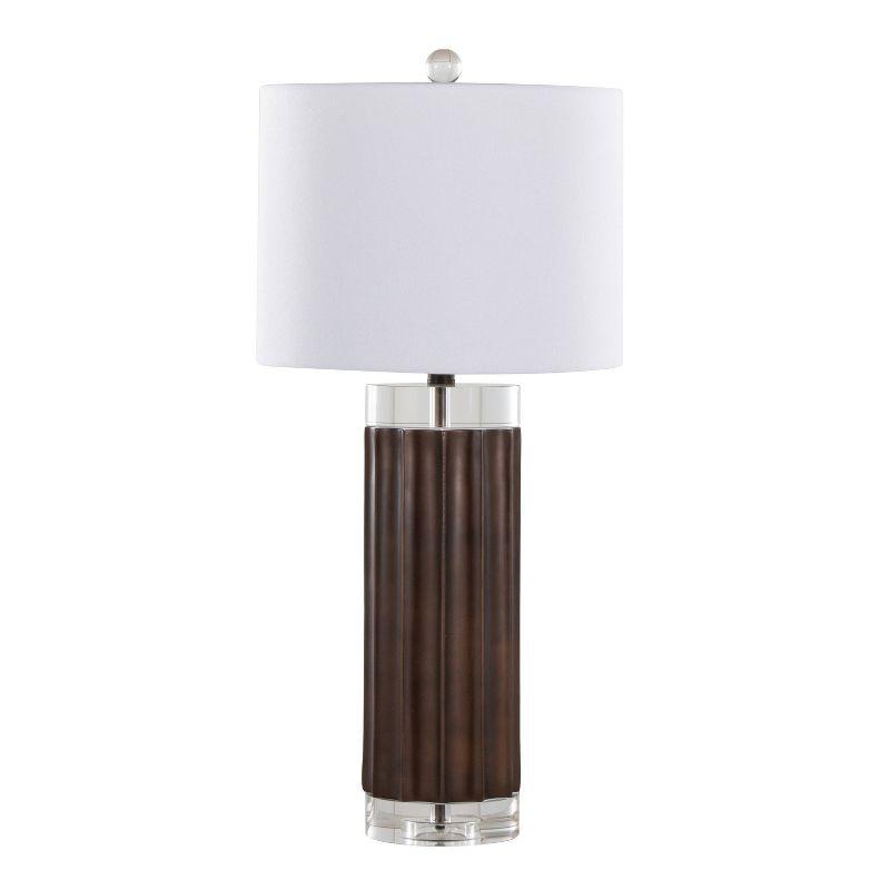 Brown Lustre Polyresin Table Lamp Set with Off-White Linen Shade